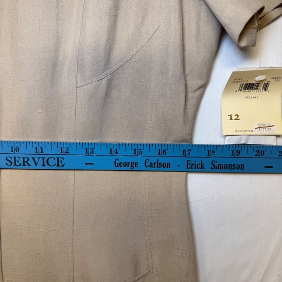 Vintage Dana Buchman 100% Silk Shantung Maxi Dress Beige Origami Size 12 NWT - Picture 6 of 13